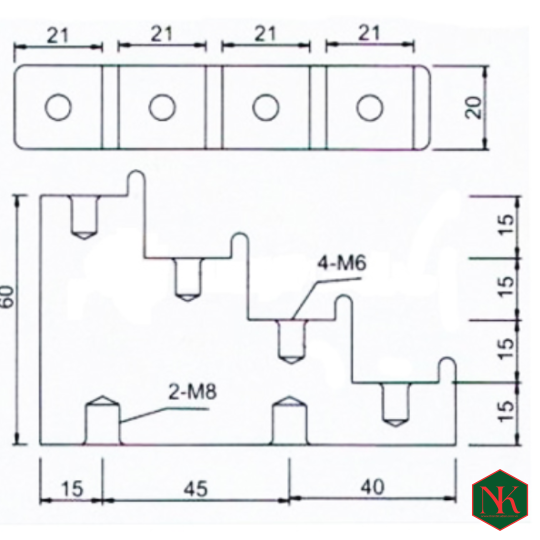 Gối đỡ bậc thang cho thanh cái 4P 20mm