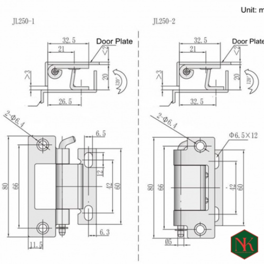 BẢN LỀ TỦ ĐIỆN JL250-1