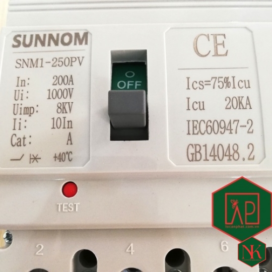 MCCB DC 4P 200A 1000V SUNNOM